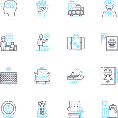 Digital world linear icons set. Connectivity, Socialization, Innovation, Collaboration, Inclusion, Automation, Digitalization line vector and concept signs. Efficiency,Accessibility,Interactivity