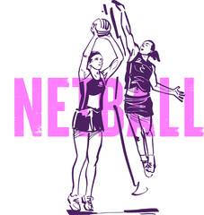 The netball player with ball in her hands
