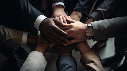 hands together in a huddle, business concept