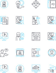Sales administration linear icons set. forecasting, quotas, targets, pipeline, commissions, leads, territory line vector and concept signs. teams,customer,incentives outline illustrations