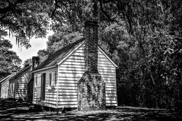 USA, South Carolina, Charleston. McLeod Plantation slave quarters