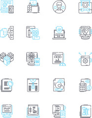 Approachability linear icons set. Friendly, Welcoming, Inviting, Accessible, Approachable, Amiable, Warm line vector and concept signs. Cordial,Engaging,Pleasant outline illustrations