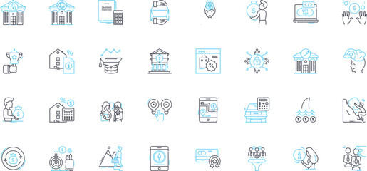 Web-based company linear icons set. Online, Technology, Cloud, Software, Digital, Mobile, Platform line vector and concept signs. Nerk,Internet,E-commerce outline illustrations