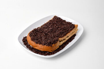 toasted bread with chocolate granules