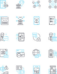 E-commerce linear icons set. Online, Shopping, Retail, Marketplace, Digital, Technology, Commerce line vector and concept signs. Internet,Amazon,Ebay outline illustrations