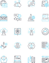 Generosity and outreach linear icons set. Altruism, Charity, Benevolence, Philanthropy, Compassion, Kindness, Giving line vector and concept signs. Empowerment,Outreach,Service outline illustrations