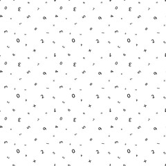 シームレスパターン｜数字・計算・算数（丸ゴシック）