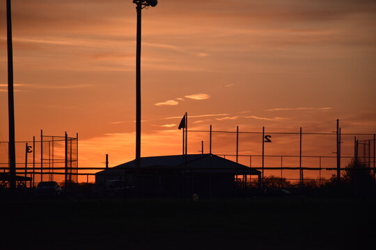 Sunset Over a Sports Complex