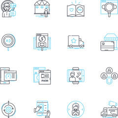 Online nerking linear icons set. Connection, Collaboration, Nerking, Engagement, Profile, Opportunities, Growth line vector and concept signs. Visibility,Relationship,Community outline illustrations