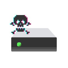 Virus hard disk icon. Malware storage drive. infected HDD. Desktop folder shortcut sign. New window directory. vector.