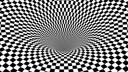 3D Surreal Checker Pattern Background And Hole