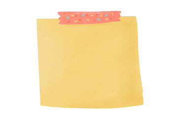 Yellow sticker\note\reminder glued on red tape