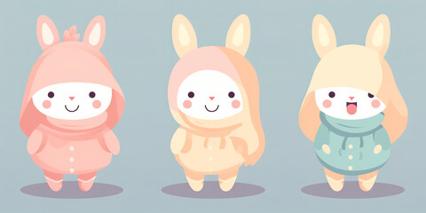 Cute  kawaii minimal character pastel