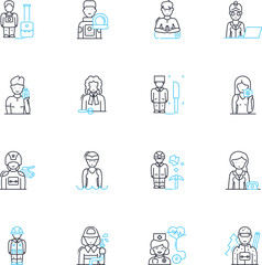 Calling linear icons set. Dialing, Ringing, Contacting, Phoning, Telephoning, Communicating, Connecting line vector and concept signs. Buzzing,Speaking,Reaching outline illustrations