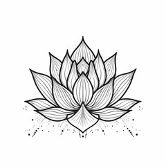 Lotus Flower Black and White. Generative AI