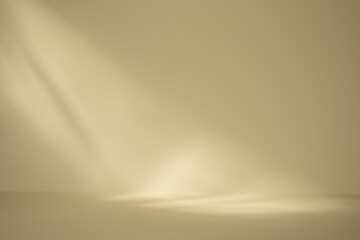 shadow on cream pastel wall and floor. Abstract background of shadows minimal mock-up.