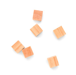 Wooden cubes isolated on white background