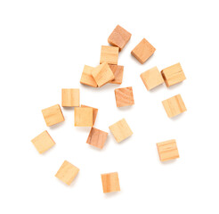 Wooden cubes isolated on white background