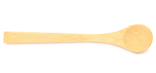 Empty wooden spoon isolated on white background