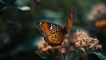 Fototapeta na wymiar Vibrant butterfly wing showcases natural beauty outdoors generated by AI