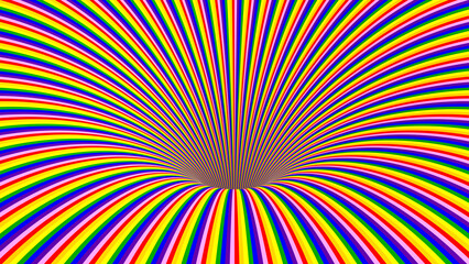 3D Surreal Striped Rainbow Pattern Background And Hole