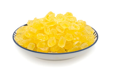 dark crystal sugar on white background