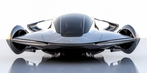 Chromed fantastic car of the future front view. AI generation