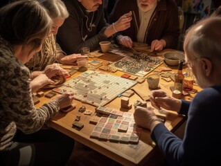 Fototapeta premium A table with a board game or puzzle in progress