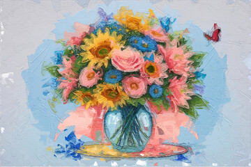 Beautiful colorful floral bouquet illustration