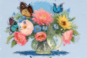Beautiful colorful floral bouquet illustration