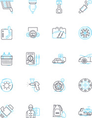 Fashion market linear icons set. Style, Trends, Design, Clothing, Accessories, Beauty, Luxury line vector and concept signs. Runway,Chic,Apparel outline illustrations