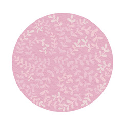 Pink ivy fren circle banner watercolor illustration for decoration on wedding and spring season.