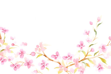 Fototapeta na wymiar Watercolor colorful flowers on transparent background. Green and pink bright spring illustration.