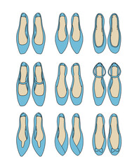 水色のパンプスのイラストセット