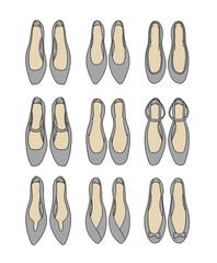 グレーのパンプスのイラストセット