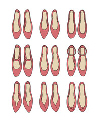 赤いパンプスのイラストセット
