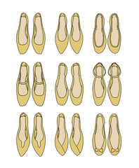 黄色いパンプスのイラストセット