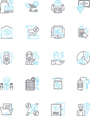 Data development linear icons set. Analytics, Algorithms, Big Data, Business Intelligence, Cloud Computing, Data Architecture, Data Cleansing line vector and concept signs. Data Governance,Data