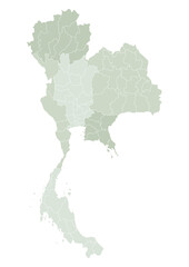 Thailand map with the administration of regions and provinces map