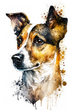 dog portrait Art Paint Splashes. Generative AI.