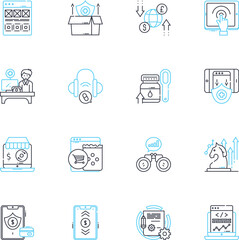 Electronic retail linear icons set. Gadgets, Devices, Technology, Digital, Appliances, Computers, Gaming line vector and concept signs. Audio,Video,Smartphs outline illustrations