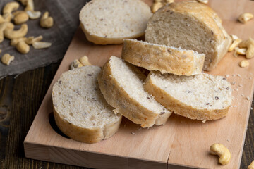Sliced wheat loaf of fresh bread