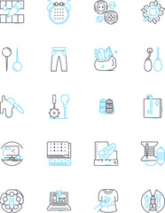 Thrift store linear icons set. Vintage, Secondhand, Bargain, Used, Discount, Recycling, Consignment line vector and concept signs. Sustainable,Donations,Upcycling outline illustrations