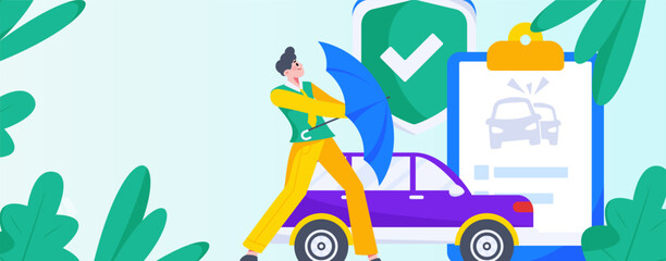 Buy insurance for car flat character vector concept operation hand drawn illustration
