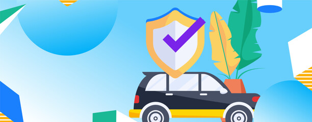 Naklejka premium Buy insurance for car flat character vector concept operation hand drawn illustration 