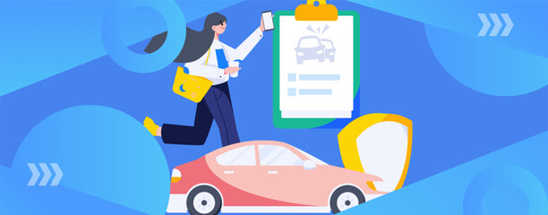 Buy insurance for car flat character vector concept operation hand drawn illustration

