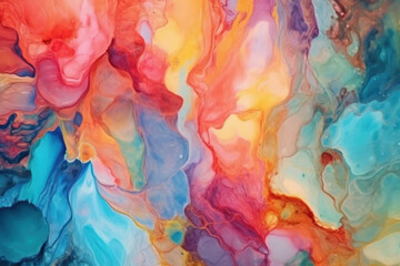 Artistic watercolor painting with a vibrant and harmonious color palette, perfect for adding a pop of color to any space. AI Generative chromatic art.