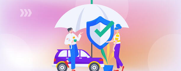 Buy insurance for car flat character vector concept operation hand drawn illustration
