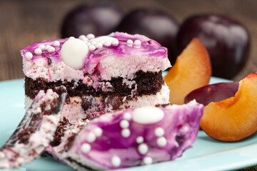 Delicious puff pastry with chocolate biscuits and berry flavor