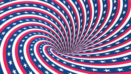 3D Hypnotic American Flag Style Optical Illusion